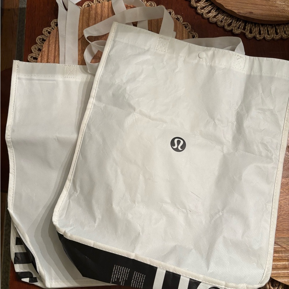 lululemon athletica White and Black Tote Bags